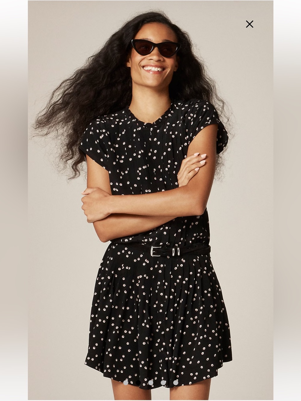 J. Crew Pintuck shift dress midnight floral print XXS NWT NEW pleated Sleeves - Picture 3 of 12